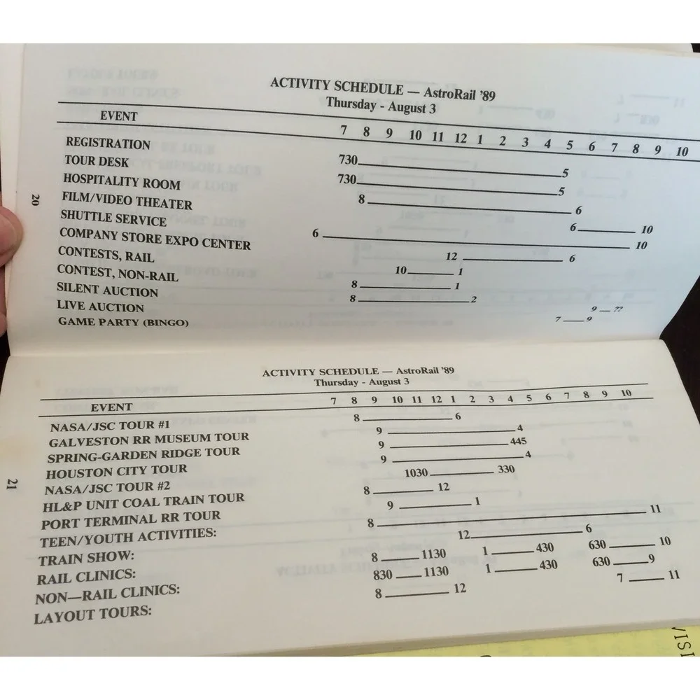 AstroRail Railroad 1989 Timetable & Program Convention National Model Houston TX